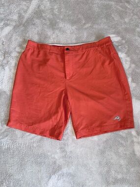 Tracksmith Longfellow Eliot Shorts Mens XL Red Orange Stretch Running Active